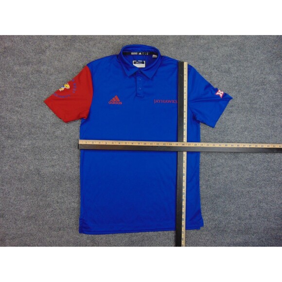 Kansas‎ Jayhawks Shirt Mens Small Blue Red Adidas Polo - Picture 7 of 9